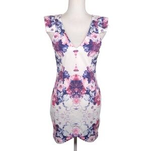 Rumor Floral Purple & White Cottagecore Special Occasion Dress Size Small New!